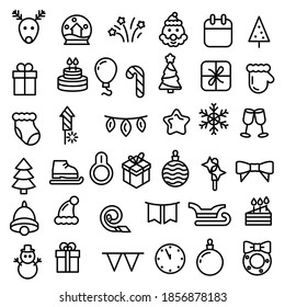 Set Abstract Doodle Elements Collection Winter Vector Design Style Background Snowflake Snowman Santa Glove Christmas Toy Tree Illustration Icons