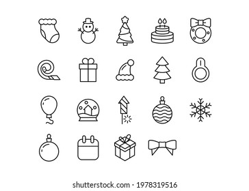 Set Abstract Doodle Elements Collection Winter Vector Design Style Background Snowflake Snowman Santa Glove Christmas Toy Tree Illustration Icons