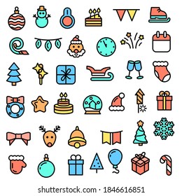 Set Abstract Doodle Elements Hand Drawn Collection Winter Sketch Vector Design Style Background Snowflake Snowman Santa Glove Christmas Toy Tree Illustration Cartoon Icons