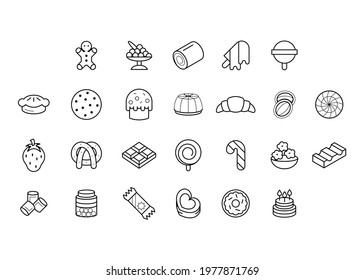 Set Abstract Doodle Elements Hand Drawn Collection Sweet Sketch Vector Design Style Background Candy Ice Cream Cakes Delicious Illustration Cartoon Icons