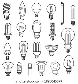 Set Abstract Doodle Elements Hand Drawn Bulb Lamp Light Collection Sketch Vector Design Style Background Illustration Cartoon Icons