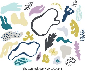 Set of abstract doodle organic shapes. Collection of trendy abstract vector objects isolated on white background.