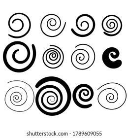 Set of abstract doodle swirls isolated on white background. Vector illustration. 