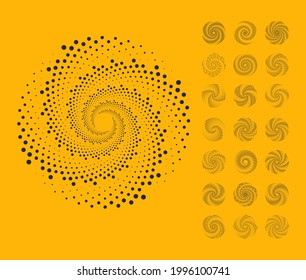 Set of abstract dotted circles. Design spiral dots. Geometric art. Design element for frame, logo, tattoo, web pages, prints, posters.