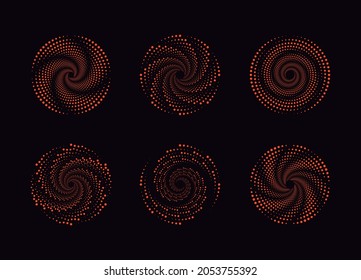 Set of abstract dotted circles. Design spiral dots. Geometric art. Design element for frame, logo, tattoo, web pages, prints, posters.