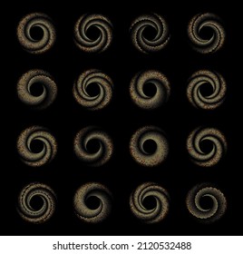 Set of abstract dotted circles. Design spiral dots. Geometric art. Design element for frame, logo, tattoo, web pages, prints, posters.