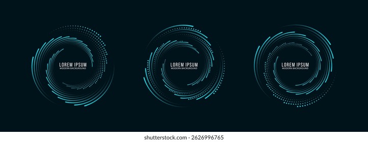 Set of abstract dotted circles. Design spiral dots. Geometric art. Design element for frame, logo, tattoo, web pages, prints, posters.