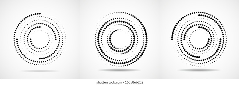 Set of abstract dotted circles. Dots in circular form. Vector design element