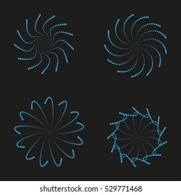 Set of Abstract dotted circles. Vector background