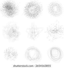 Conjunto de formas vetoriais circulares pontilhadas abstratas, elementos redondos de meio-tom grunge, perfeito para logotipos, design moderno, quadros artísticos, fundos e arte digital