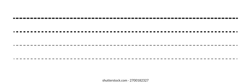 Conjunto de Divisores e Separadores de Linha Horizontal Pontilhados e Tracejados Abstratos. Elementos de design modernos para Web, impressão e UI ou UX
