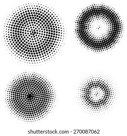 Set of abstract dotted halftone vector background