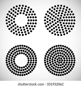Set of abstract dotted vector circles
