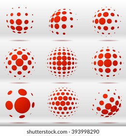 Set of Abstract dotted vector spheres.