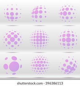 Set of Abstract dotted vector spheres.