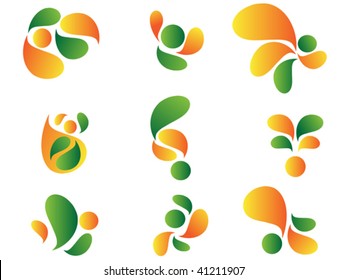 set of abstract drop elements