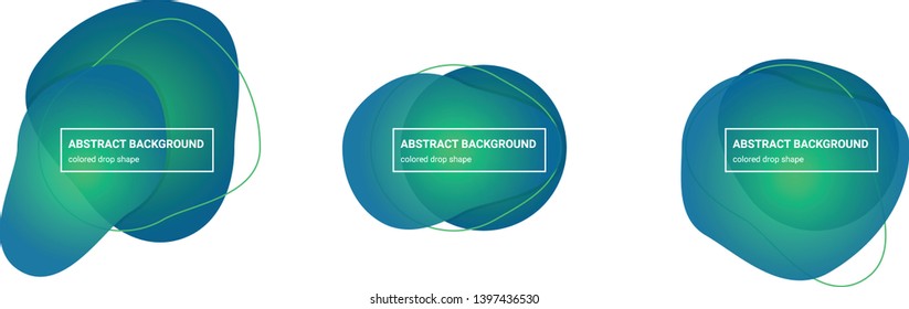 Set of abstract drop shapes background teplates in Emerald, Bahama-Blue colors for banners, flyers, websites, brochures etc.