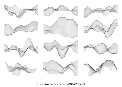 Conjunto de ondas 3D dinámicas abstractas. Malla torcida.
