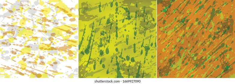 Set of abstract dynamic colored backgrounds splashed with colorful drops. Backgrounds for backgrounds, banners, posters. Vector. EPS10.