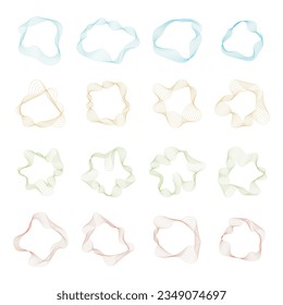 Set abstract dynamic lines curve waves colors design element vector illustration on white background.