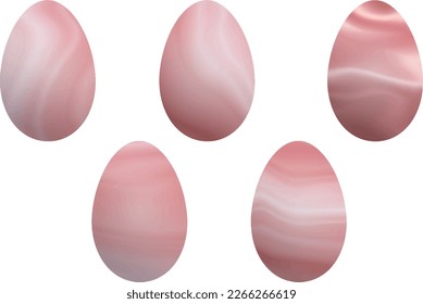 a set of abstract  easter egg marble paint color holographic artistic metallic pink rose pastel golden futuristic minimal modern style, perfect for easter holiday graphic banner greeting card