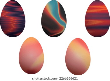 a set of abstract  easter egg marble paint color holographic artistic metallic pink rose pastel golden futuristic minimal modern style, perfect for easter holiday graphic banner greeting card