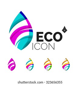 Set von abstrakten Öko-Blattsymbolen, Business-Logotype-Naturkonzepten, sauberes modernes geometrisches Design. Mit transparenten abstrakten Wellenlinien erstellt