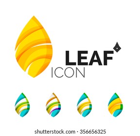 Set von abstrakten Öko-Blattsymbolen, Business-Logotype-Naturkonzepten, sauberes modernes geometrisches Design. Mit transparenten abstrakten Wellenlinien erstellt