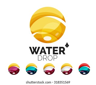 Set of abstract eco water icons, business logotype nature green concepts, clean modern geometric design. Created with transparent abstract wave lines