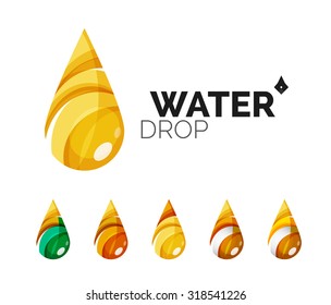 Set of abstract eco water icons, business logotype nature green concepts, clean modern geometric design. Created with transparent abstract wave lines