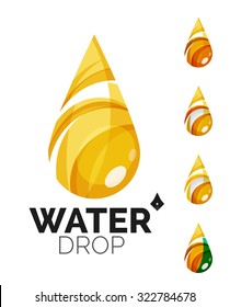 Set of abstract eco water icons, business logotype nature green concepts, clean modern geometric design. Created with transparent abstract wave lines