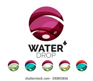 Set of abstract eco water icons, business logotype nature green concepts, clean modern geometric design. Created with transparent abstract wave lines