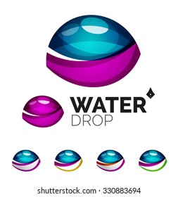 Set of abstract eco water icons, business logotype nature green concepts, clean modern geometric design. Created with transparent abstract wave lines
