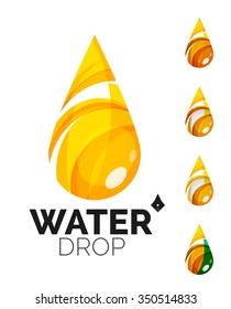 Set of abstract eco water icons, business logotype nature green concepts, clean modern geometric design. Created with transparent abstract wave lines