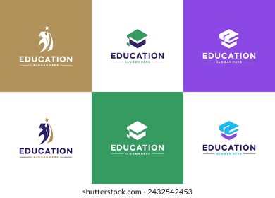 set of abstract education logo , people , book   logo design inspiration.