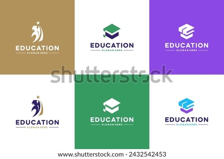 set of abstract education logo , people , book   logo design inspiration.