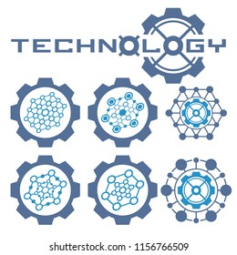 Set of abstract electronics icon. Tech logo. Technology vector emblem.