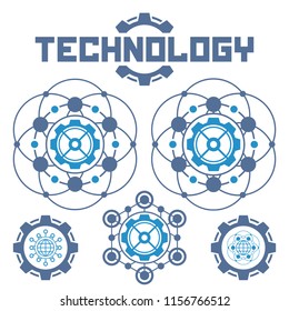 Set of abstract electronics icon. Tech logo. Technology vector emblem.