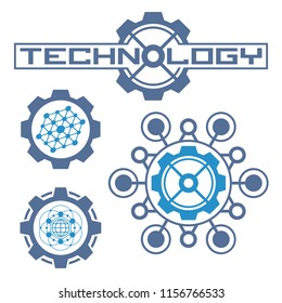 Set of abstract electronics icon. Tech logo. Technology vector emblem.