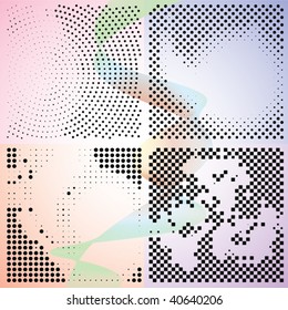Set of abstract elegance gradient backgrounds with dots. Vector illustration.
