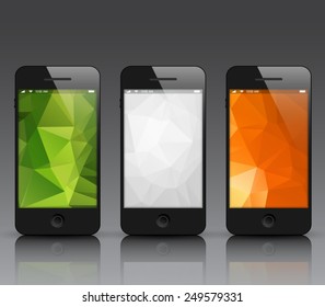 Set of abstract elegant backgrounds with triangular style for smartphones, mobiles, devices. Clean and modern design