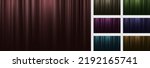 Set of abstract elegant red, green, gold, blue, pink fabric curtain background with dust glitter light effect luxury style. Vector illustration