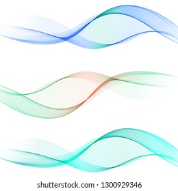 
Set of abstract elegant waves of blue shades