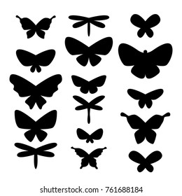 Set of Abstract element for girls clothes. Creative silhouette butterfly
