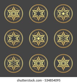 Set of abstract element, gold star, decoration.