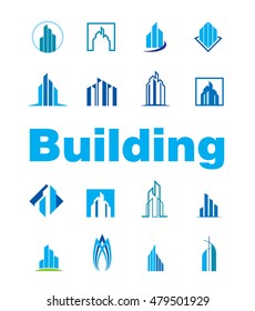 set of abstract elements company corporate logo design branding development business guideline