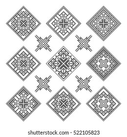 Set of abstract  elements, emblem, square ornament, pattern
