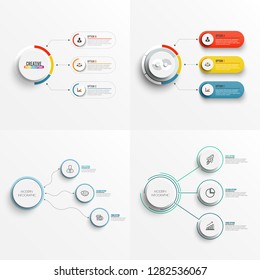 Set abstract elements of graph infographic template with label, integrated circles. Business concept with 3 options. For content, diagram, flowchart, steps, parts, timeline infographics, workflow.