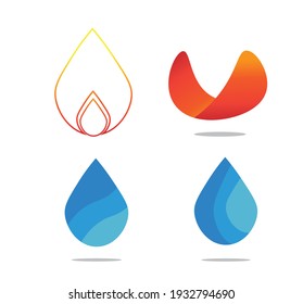 Set of abstract elements for logo water design template blue and orange