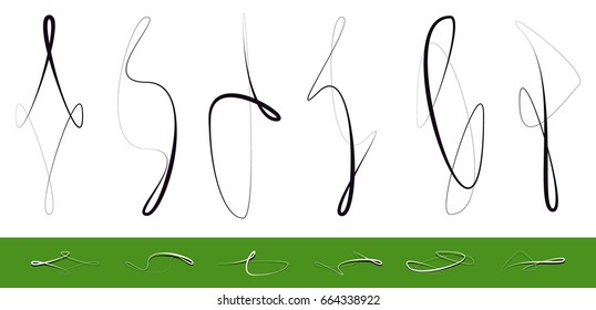 Set of abstract elements with overlapping, interlacing randomly ordered shapes